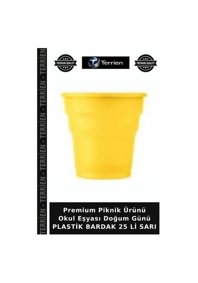 Premium Piknik Ürünü Okul Eşyası Doğum Günü Plastik Bardak 25 Li Sarı