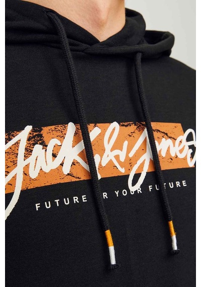 Jack & Jones Jjtıley Sweat Hood Ln Siyah Erkek Sweatshirt Siyah