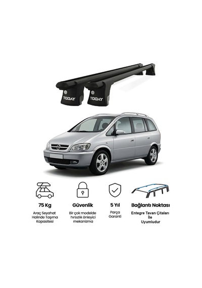 Trio-ı Opel Zafira 1998-2002 Uyumlu Siyah Kilitli Ara Atkı 120cm Port Bagaj Tavan Barı