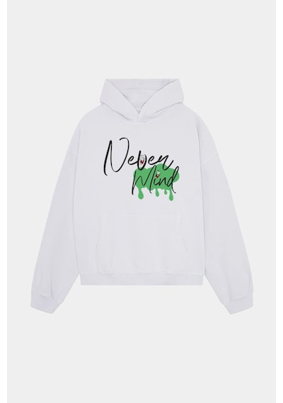 Emoji Siyah Hoodie - Oversize Streetwear Pamuklu Sweatshirt Beyaz