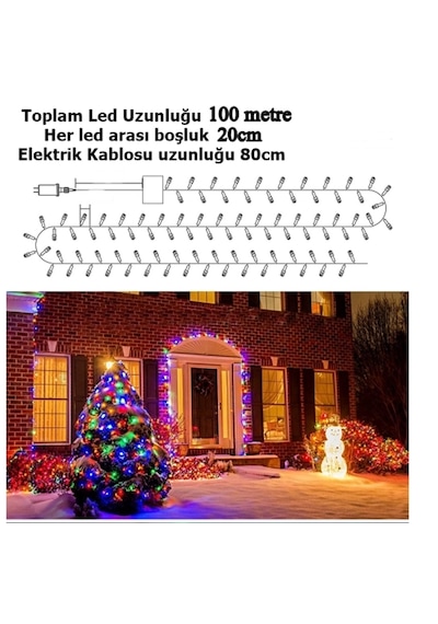 480 Ledli 100 Metre Led Beyaz Renk 8 Animasyonlu