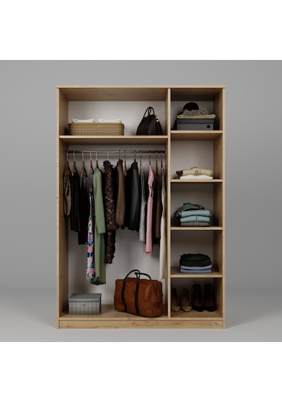 Loren 3 Kapaklı, 6 Raf Bölmeli, Askılıklı Geniş Elbise Dolabı, Gardırop, Safir Meşe 190 135 Safir Meşe Loren 3 Kapaklı, 6 Raf Bölmeli, Askılıklı Geniş Elbise Dolabı, Gardırop, Safir Meşe 190 135 Safir Meşe