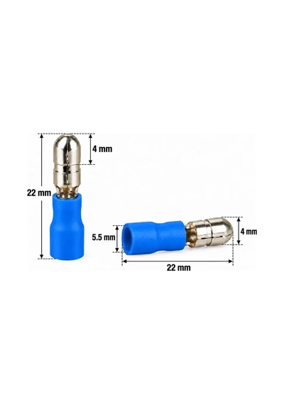 Sh Powermaster Pm-39062 1,5-2,5mm2 Kesit 21,5x4x5,5mm Soket Mavi İzoleli Kablo Pabucu 100'lü Paket Najmaddin