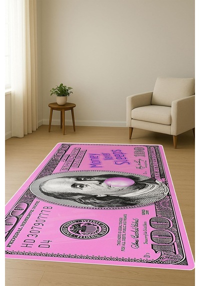 Modern Dolar Desen Dijital Baskı Kaymaz Taban Halı H0168 Renkli