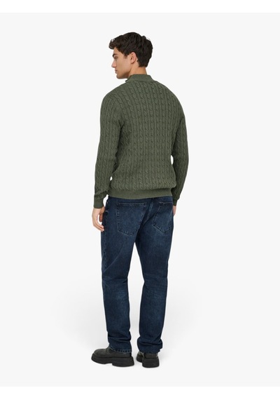 Only & Sons Onslouı Reg 12 Cabel Half Zıp Knıt Noos Erkek Gri Kazak - 22033763