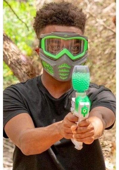 Gel Blaster Elite Glow Trim Işıklı Tam Yüz Koruyucu Maske Gri-yeşil