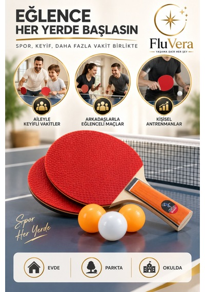 Masa Tenisi Raket Seti 2 Raket 3 Top Pinpon Raket Takımı Masa Tenisi Seti