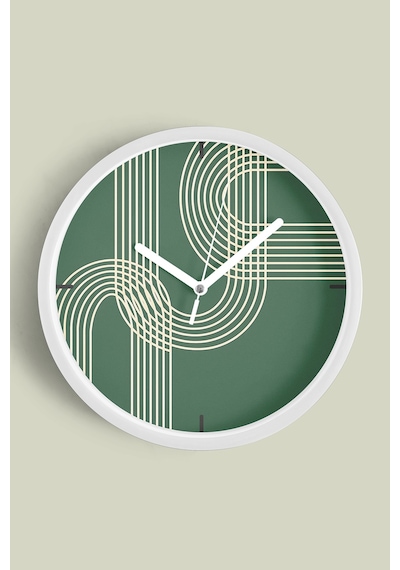 Minimalist Çizgili Modern Tasarım Duvar Saati - 30cm - Önü Camlı Beyaz Kasa - Sessiz Mekanizma Beyaz
