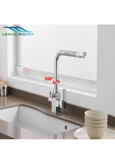 Lexus Water Su Arıtma Cihazları İçin 3 Yollu Kare Arıtmalı Musluğu Krom