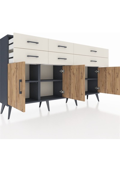 Arges Konsol 3 Raflı 6 Çekmeceli 4 Kapaklı 176x30x99 Antrasit-çam/aytaşı Atlas Çam/aytası - Antrasıt Arges Konsol 3 Raflı 6 Çekmeceli 4 Kapaklı 176x30x99 Antrasit-çam/aytaşı Atlas Çam/aytası - Antrasıt
