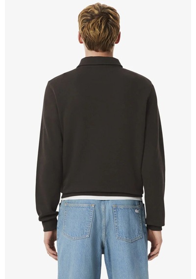 Lacoste Men's Classic Fit Sweatshirt Polo Yaka Düğmeli Organik Pamuk Fitilli Erkek Sweatshirt Kahverengi Lacoste Men's Classic Fit Sweatshirt Polo Yaka Düğmeli Organik Pamuk Fitilli Erkek Sweatshirt Kahverengi