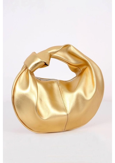 Glemix Helen Düğümlü Gold Trend Mini Kadın El Çantası Altın