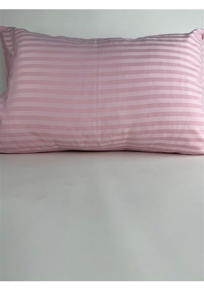 Çizgili Saten Pudra 2 Adet 50x70 Yastık Kılıfı Pudra
