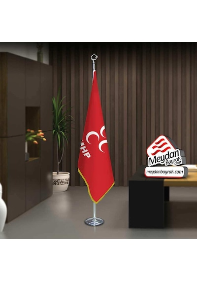 Milliyetçi Hareket Partisi Mhp Bayrak -ofis -makam-toplantı Odaları -direkli -saçaklı Makam Bayrağı 1