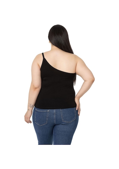 Disentis Büyük Beden Tek Omuz Dekolteli Viskon Siyah Body-siyah Siyah