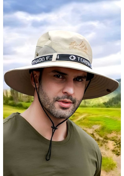 Tezzgelsin Unisex Yazlık Geniş Kenarlı Fileli Katlanabilir Safari Outdoor Plaj Şapkası Bej