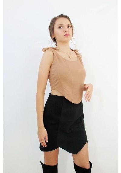 Mois Atelier Nude Balenli Crop Top, Tasarım, Hediye, Büyük Beden Nude