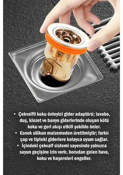 Çekvalfli Gider Adaptörü Koku Önleyici Lavabo Banyo Gider Tıkacı Geri Akış Engelleyici