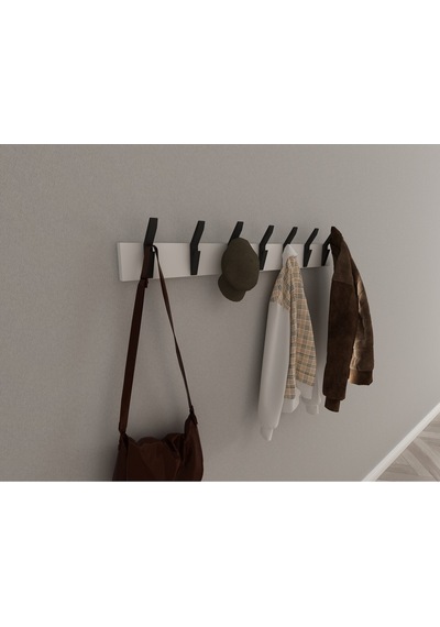 Hepsi3boyutlu Modern Duvar & Kapı Kanca Askılık - 7 Adet Siyah Kanca Askılık - Model No : 3 Siyah