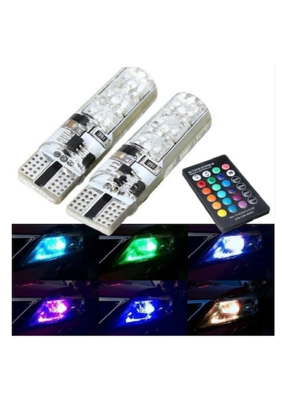 Kumandalı Rgb T10 Park Ledi Far Ledi Renkli Park Ampulü
