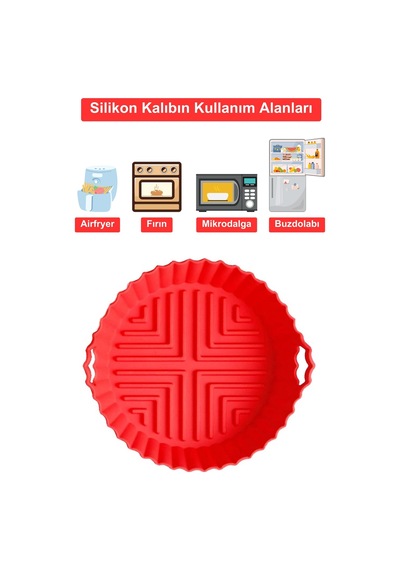 Airfryer Silikon Pişirme Kabı - Kırmızı - Tüm Airfryer'lara Uyumlu Silikon Kırmızı Diğer