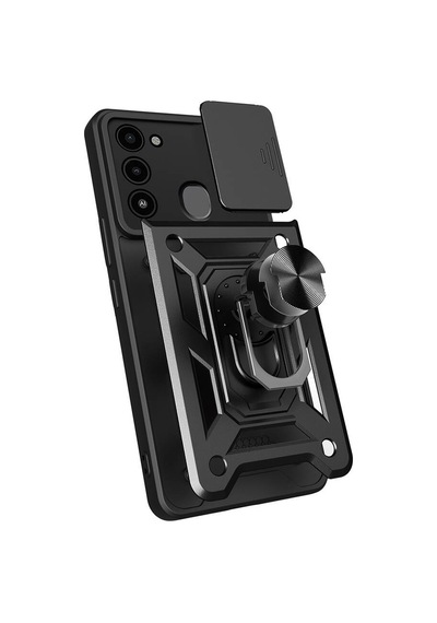 Tecno Spark 8c İle Uyumlu Kılıf Magnetik Standlı Kamera Korumalı Sürgülü Kapak