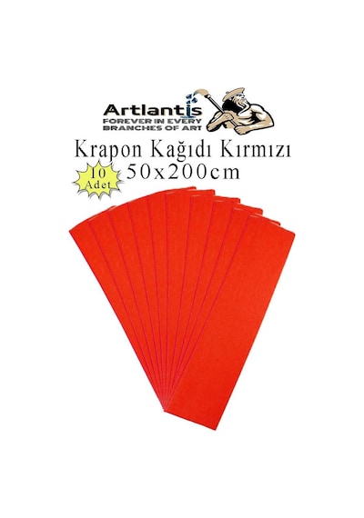 Renkli Krapon Kağıdı 50x200 Cm 10 Adet Renkli Grapon Kağıdı Okul Sınıf Etkinlik Kreş Okul Öncesi Kırapon Grafon Kırmızı