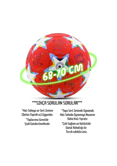 Telvesse Futbol Topu Stars Dayanıklı Sert Zemin Halı Saha Futbol Topu No:5 046 Karışık Renkli