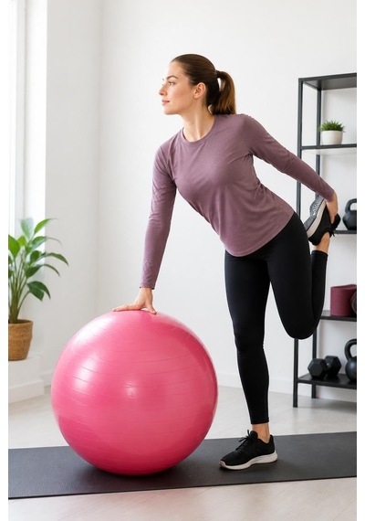 Busstier Pilates Topu 65 Cm, Denge Ve Egzersiz Çalışmaları İçin Fitness Topu, Evde Spor Ve Esneme Antrenmanlarına