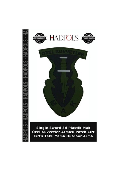 Hadpols Single Sword 3d Plastik Mak Özel Kuvvetler Arması Cırt Cırtlı Tekli Yama Outdoor Arma