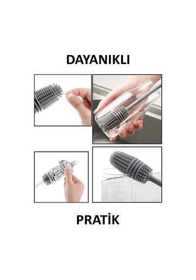 Silikon Biberon, Şişe, Kavanoz, Suluk, Termos, Sürahi Temizleme Fırçası