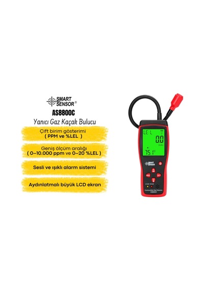 Smart Sensor As8800c Yanıcı Gaz Kaçak Dedektörü