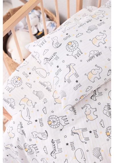 Baby %100 Pamuk Happy Bebek Nevresim Takımı - Beyaz
