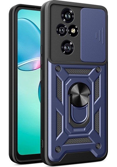Nourthkiingdom Honor 200 Pro Uyumlu Kılıf Magnetik Standlı Kamera Korumalı Nrtk Sürgülü Vega Kapak-mavi Mavi