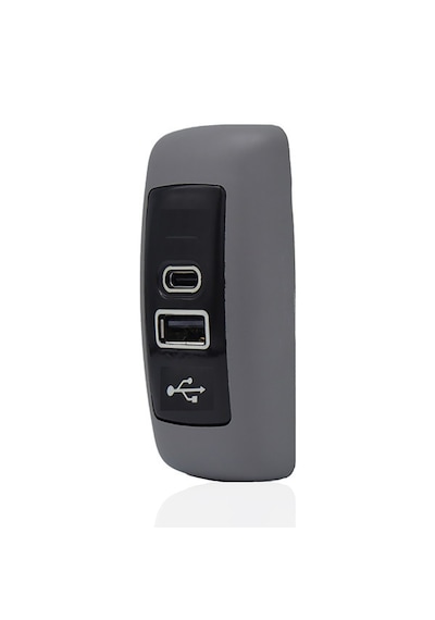 Usb Şarj Düz Tip Gri + Siyah Gövde Mavi Led 12v/24v 1
