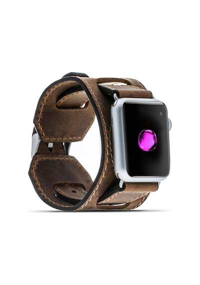 Bouletta Apple Uyumlu  Watch Deri Kordon 42-44-45 MM Cuff Kahverengi
