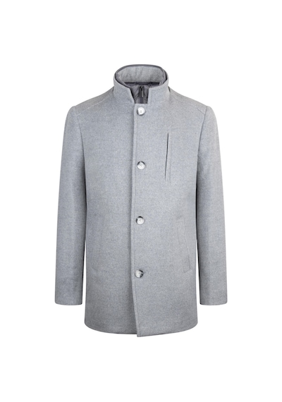Hatemoğlu Gri Slim Fit Hakim Yaka Yünlü Basic Palto 1983510 Gri