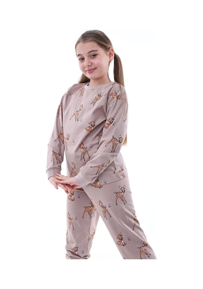 Uzun Kollu %100 Pamuk Kız Çocuk Pijama Takımı Bisiklet Yaka Manşetli 3-8 Yaş Kahverengi Uzun Kollu %100 Pamuk Kız Çocuk Pijama Takımı Bisiklet Yaka Manşetli 3-8 Yaş Kahverengi