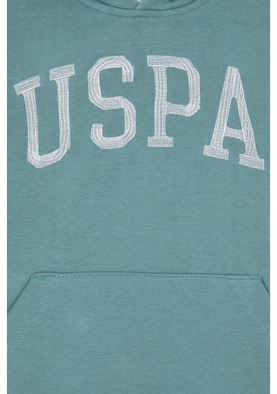 U.S. Polo Assn. Kız Çocuk Mint Kapüşonlu Basic Sweatshirt 50296388-VR090