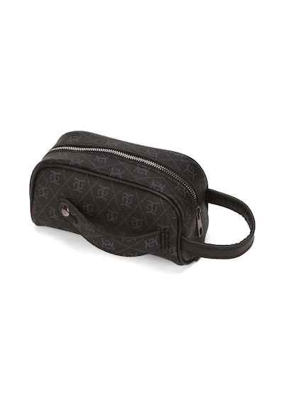 Vıatox Np- 2213 Mini Erkek Vegan Deri Portföy Clutch Traş Kozmetik Bakım Ve Günlük El Çantası Baskılı Siyah