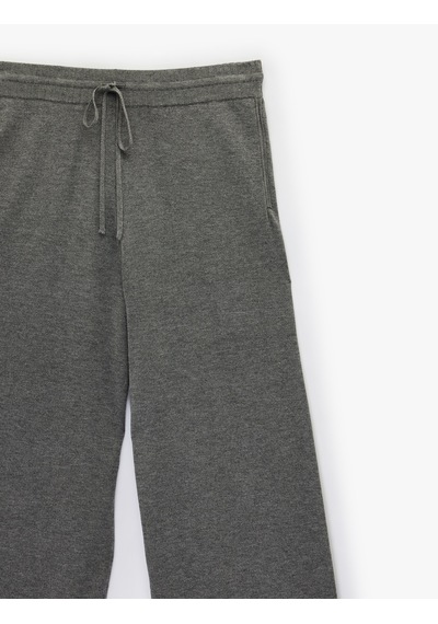 Koton Cepli Yüksek Bel Bağcıklı Viskon Karışımlı Pantolon Gri 6sal40001ıt