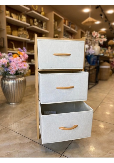 3 Çekmeceli Bambu Kabin - Çok Amaçlı Organizer Şifonyer 78.5 X 37 X 34.5 Cm Bej 3 Çekmeceli Bambu Kabin - Çok Amaçlı Organizer Şifonyer 78.5 X 37 X 34.5 Cm Bej