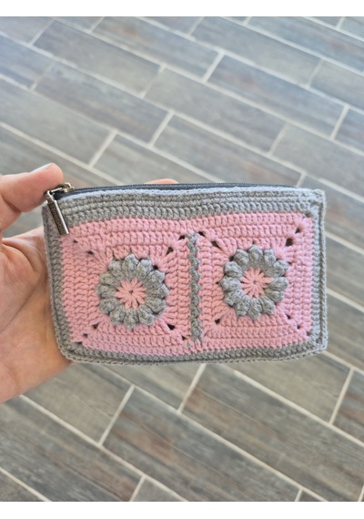 Çanta Cüzdan Kadın Çantasi Açık Pembe - Gri