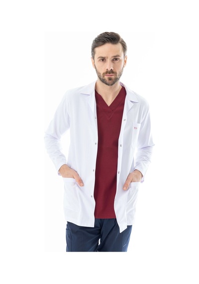 Spor Yaka Ceket Boy Erkek Doktor Önlüğü Alpaka Kumaş Beyaz Beo101 Beyaz