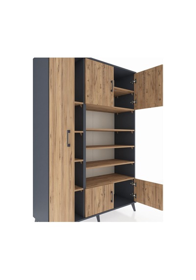 Hyperion Dolap 10 Raflı 5 Kapaklı 132x44x195 Antrasit-çam/çam Antrasit