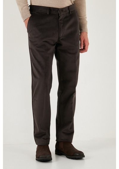 Buratti Normal Bel Regular Fit Düz Paça Erkek Kadife Pantolon 645Merlin Kahve