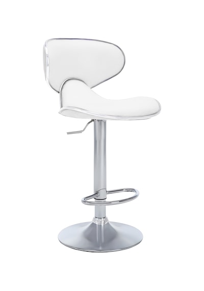 Bürocci Zen Bar Taburesi - Beyaz Modern Deri Metal Ataklı Yüksek Tezgah Sandalyesi - 9549s0486 Beyaz