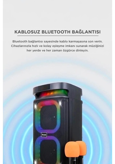 Premium Torima Bluetooth Hoparlör Karaoke Bts1989 Siyah Ses Ürünü Işıklı Cihaz Müzik Aleti