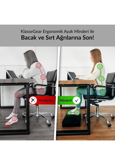 Klasse Ergonomik Visco Ayak Minderi, Oyun Koltuğu Ve Ofis Koltuğu İçin Anti Alerjen Ayak Yastığı, Ayak Koyma Yeri Taburesi, Çok Amaçlı Rahatlatıcı Yarım Silindir İki Parça Masa Altı Ayak Desteği