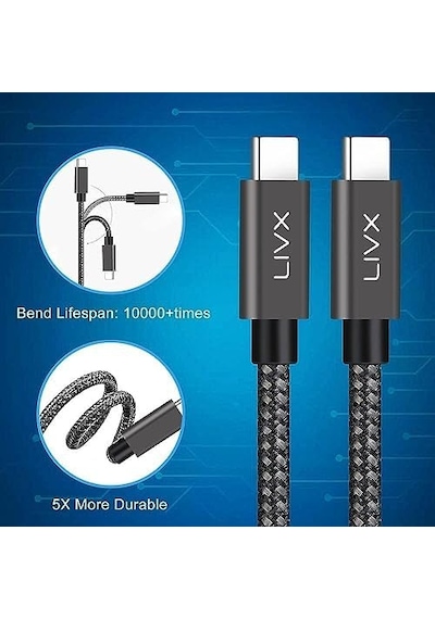 Solid 100w 5a Type C To Type C 50 Cm Hızlı Şarj Ve Data Kablosu Halat Örgülü Space Gray